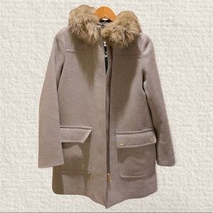 JCREW HOODED GRAY WOOL COAT-size 00
